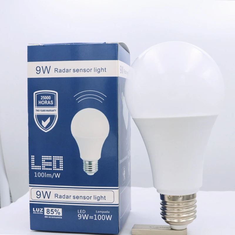 Microwave Sensor  A60 8w10w15w Radar Motion Sensor Led Light Bulb Outdoor Motion Sensor Light