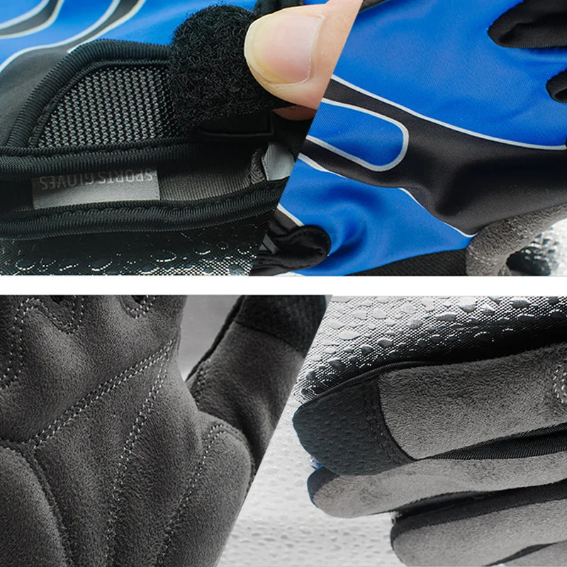 GBM wholesale custom sublimation outdoor windproof full finger gel cycling gloves