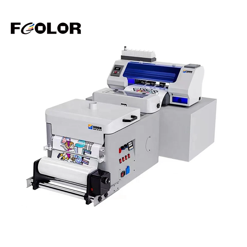 FCOLOR DTF Printer T-shirt Heat Transfer Paper Film Printing Machine DTF Printer 2 Head Automatic Powder Recycling