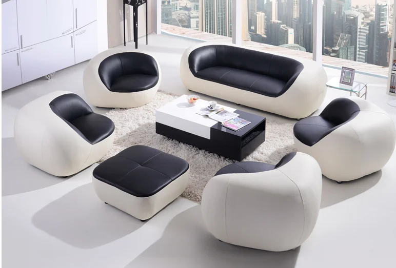 latest design colorful round corner genuine leather sectional sofa 7 seater sofa set for living room