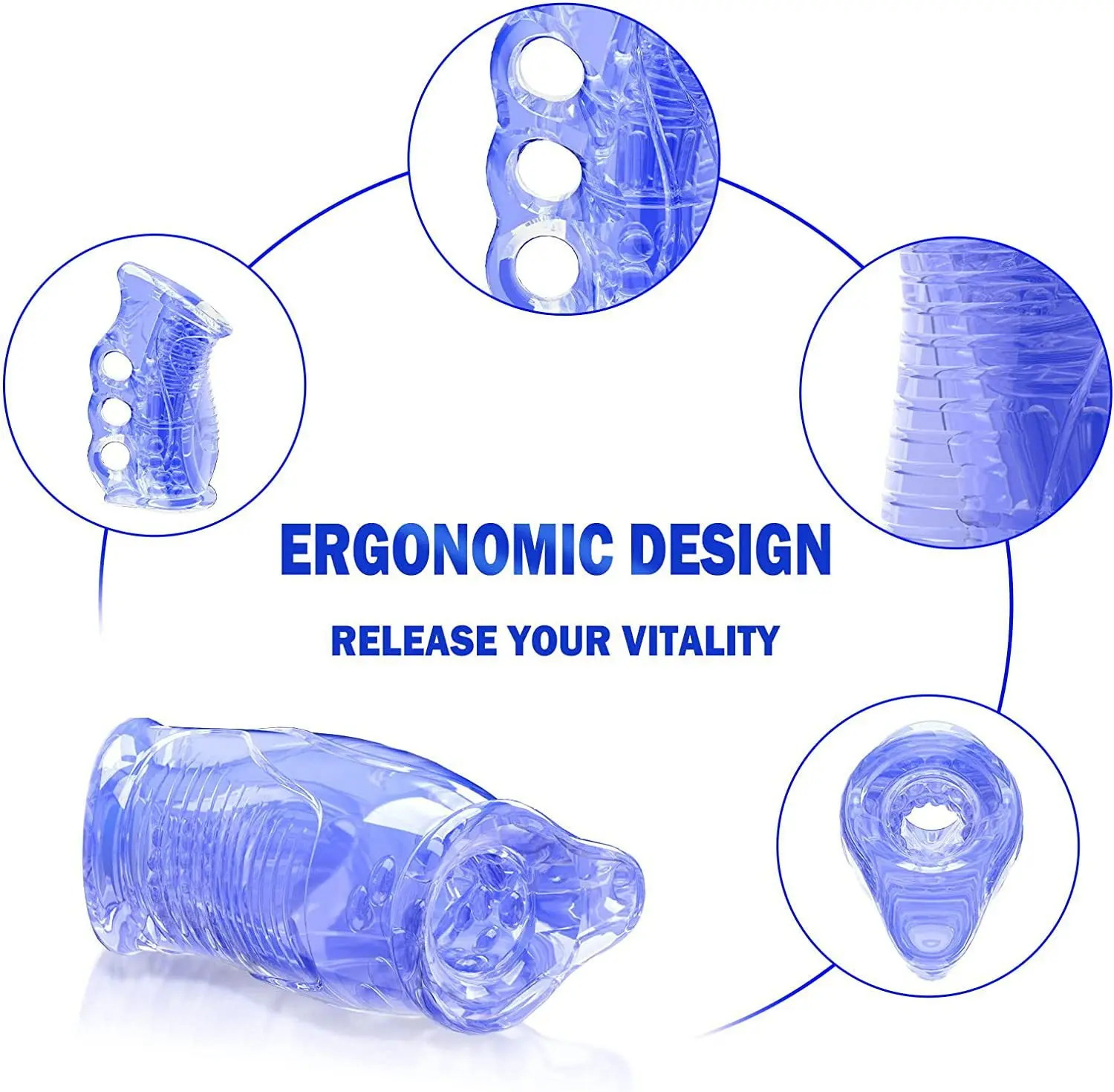 Blue Color Pocket Pussy Soft TPE Male Masturbation Cup Sex Toy For Women