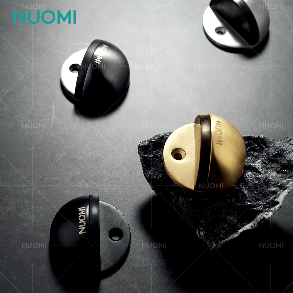 NUOMI Stainless Steel Round Door Stopper Floor Mounted Sound Dampening Door Top Stop Bumper Wall Protector Rubber Door Stopper