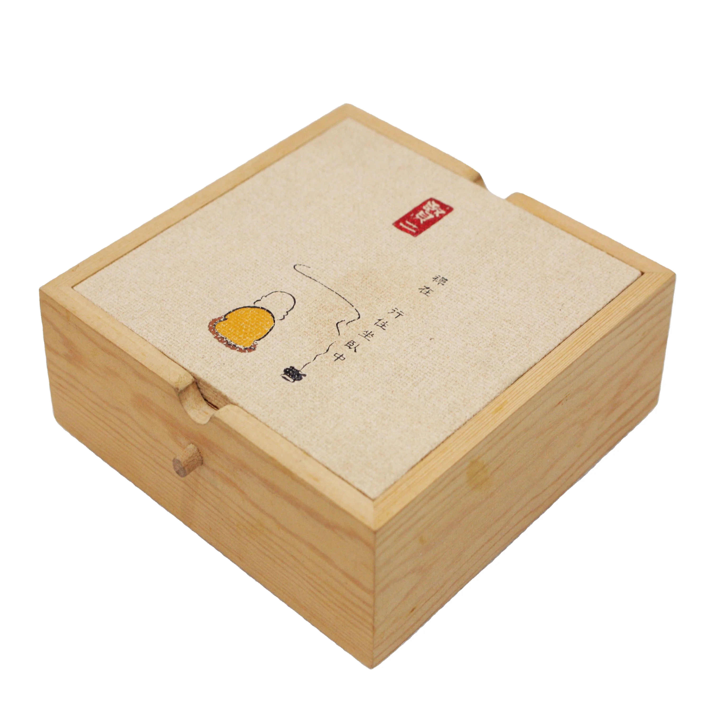 Wooden Tea Box Storage Packaging Gift Custom Pine Wood Box with Lid