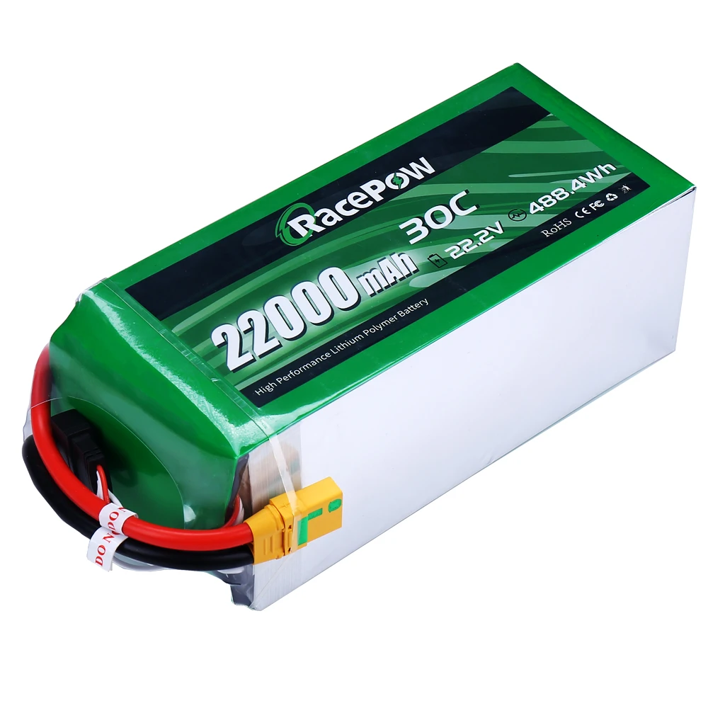 Racepow 6S 22000mah 30C Sprayer Drone Agricultural UAV 22.2V 30C Lithium Ion Batteries High Power 22.2V 6S Lipo Battery