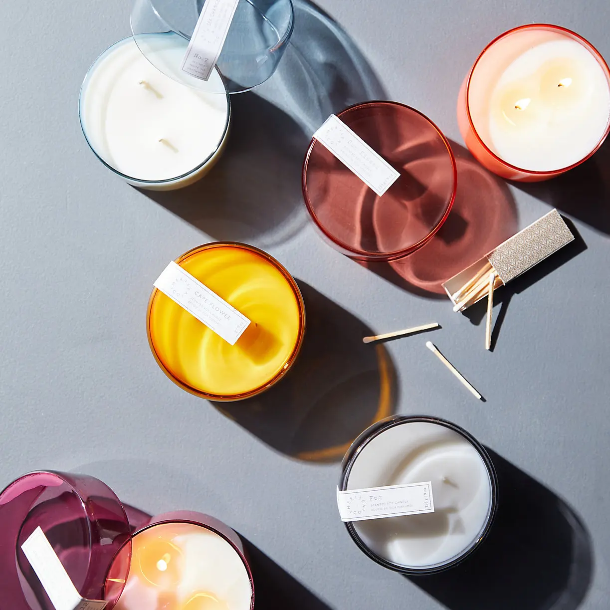 manufactured wholesale colorful luxury borosilicate short candle glass jars decorative candle canister for candles