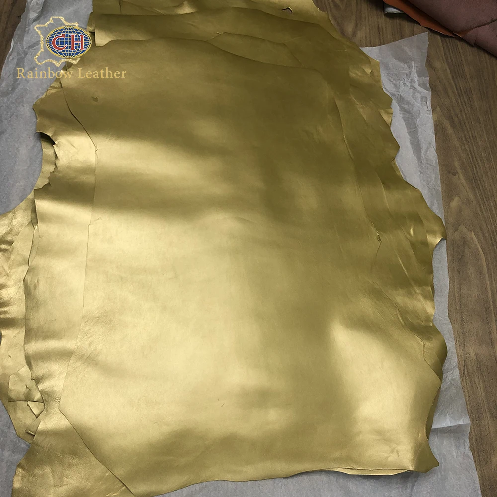 Gold sheepskin 100% genuine sheep leather Rainbow Sheep skin leather for garment