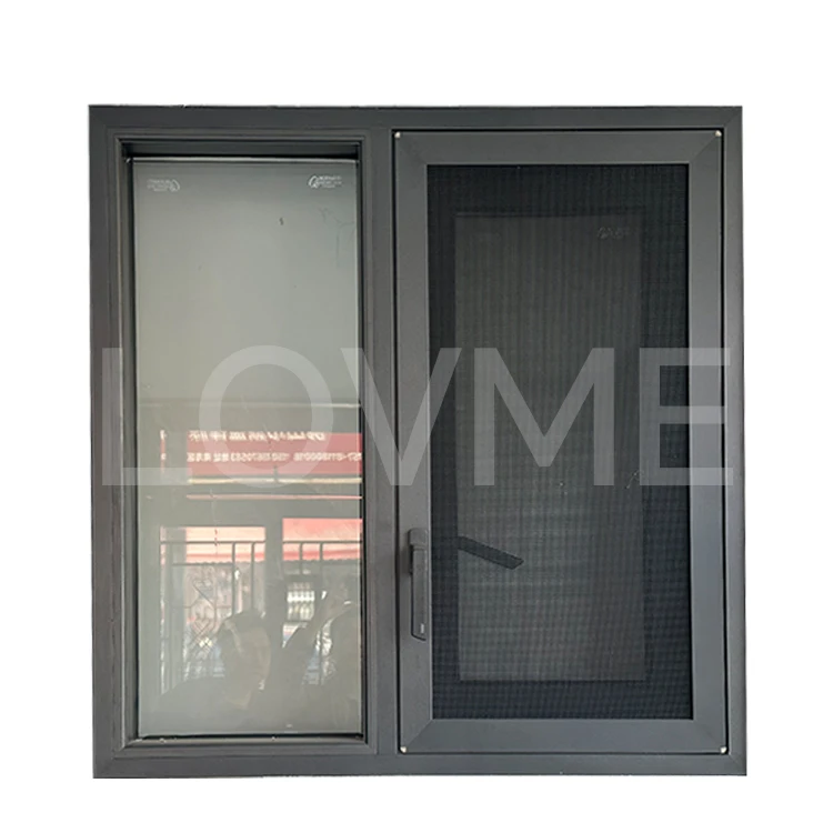 Modern Balcony New Fashion Hot Break Design Floor Ceiling Large Black Aluminum Frame Grid Casement Windows