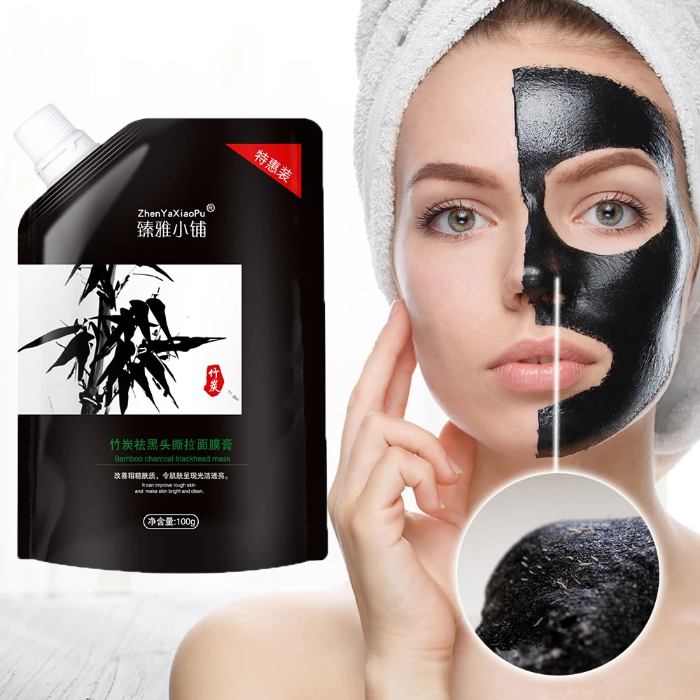 Hot Sell Facial Care Blackhead Remover Mask Black Head Removal Cream Nose Cleansing Black Natural Bamboo Charcoal Peel Off Mask