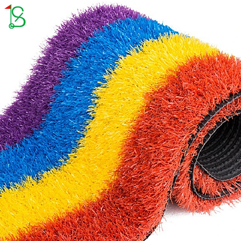 Factory Direct Playground Artificial Lawn Grass Rug Landscaping Anti-Uv Synthetic Rainbow Color Carpet Turf Artificial Grass