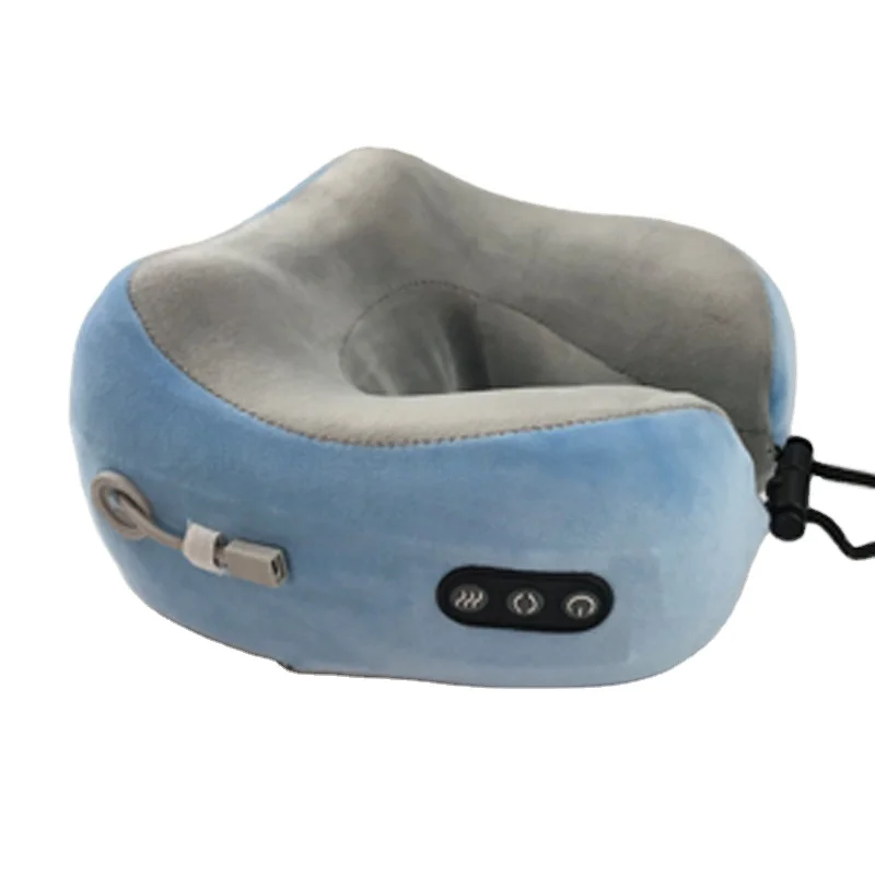 Portable rechargeable neck pillow U-shaped vibration massage neck pillow