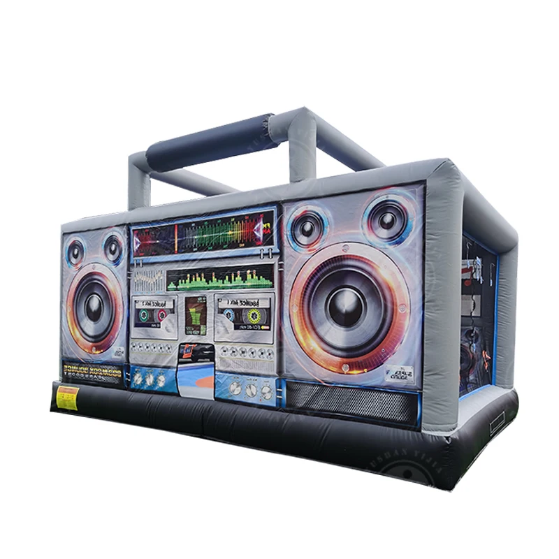 Z Interactive Inflatable Disco Dance House Adult BoomBox Jumping Bouncy Castle Retro Boombox Bouncer For Party