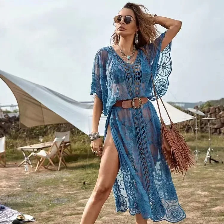 Ready To Ship Wholesale Quality   Floral Sexy Beach Women Cover Up Long Skirt With  Logo In Stock