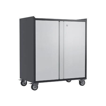 Rolling Lockable Metal Storage Cabinet with 1 Adjustable Shelf and 2 Doors