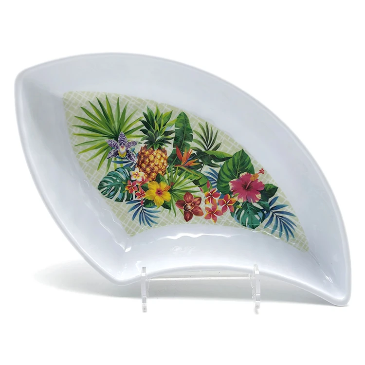 Graceful condiment dish 13 inch compartment plate Appetizer Serving Platter Assorted Snack Dish plastic Serving Tray Dip Bowl