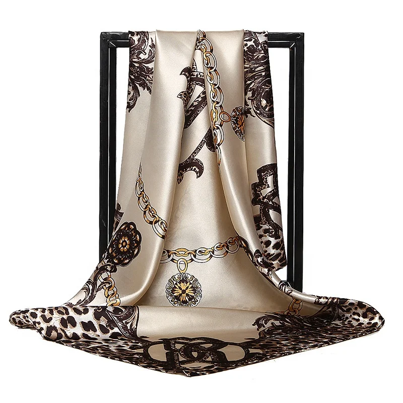 Custom wholesale square 90cm headscarf low order female accessories hijab sailboat pattern
