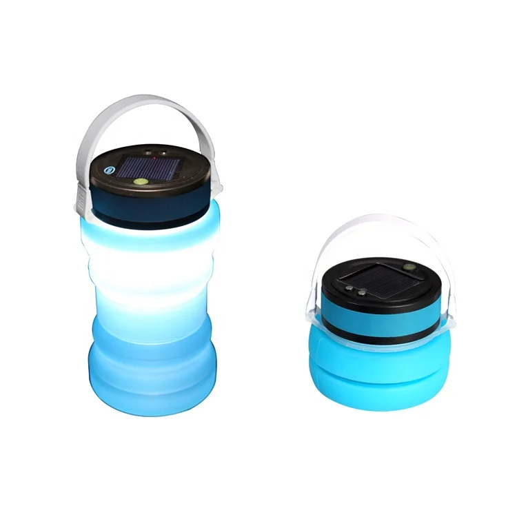 Солнечный яркий уличный солнечный фонарик для кемпинга и аварийный внешний аккумулятор USB Водонепроницаемая складная бутылка воды спорта