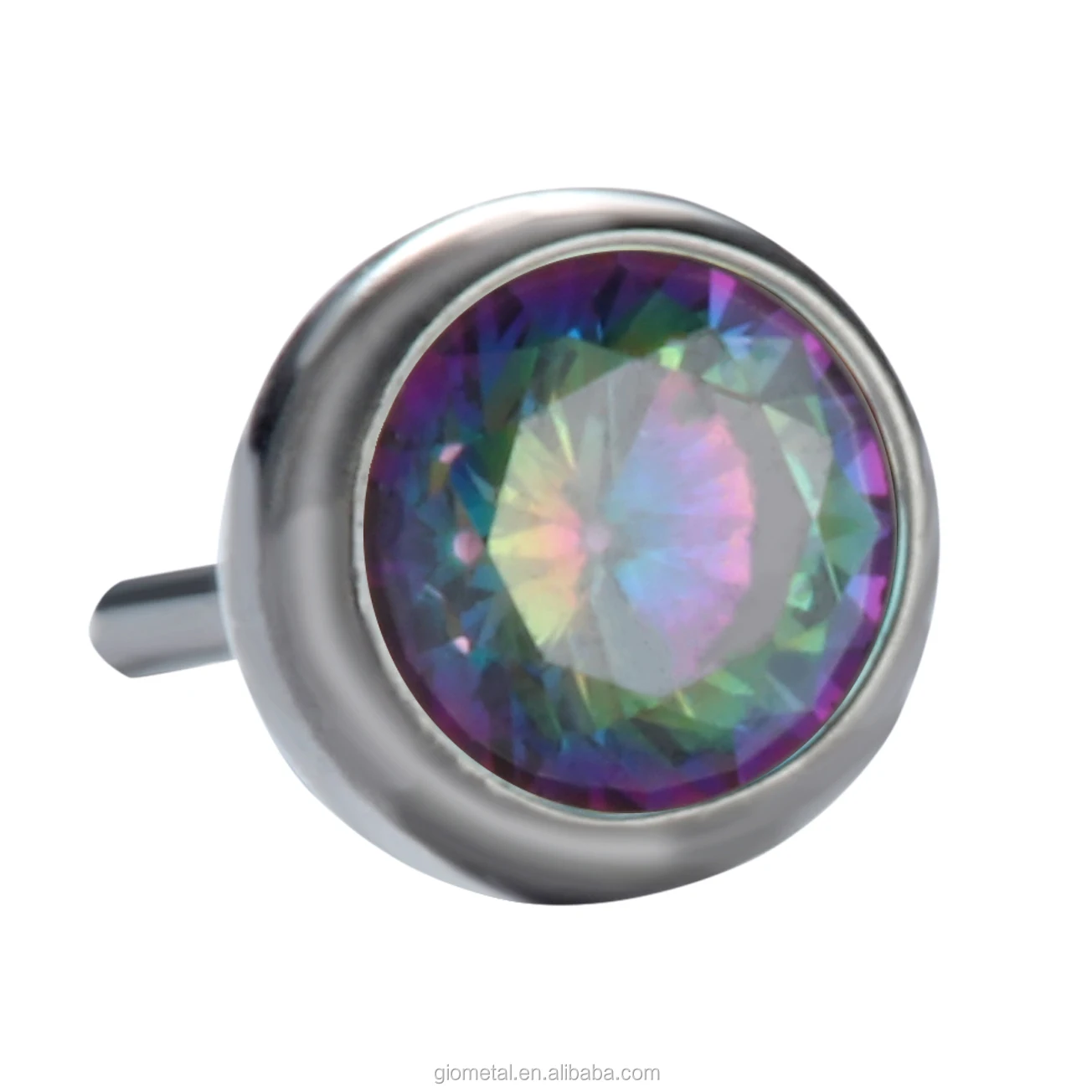 Giometal ASTM F136 Titanium piercing Disc Bezel Set End Tragus Helix conch labret Daith Threadless Body Jewelry Wholesale