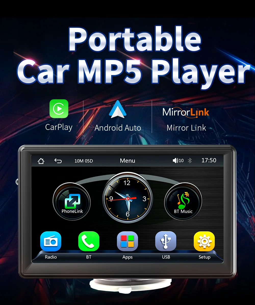 Xlintek X500W 7' Car DVD Player Car Monitor Car Radio Mp5 Player Carplay with Carplay Android Auto