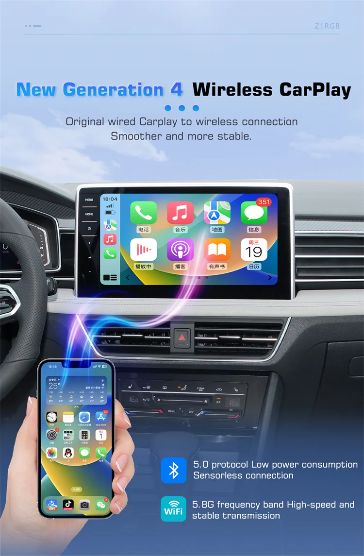 Lancol Original wired carplay to wireless connection carplay with 2 kinds interface options