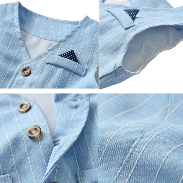 Новинка весенне-Осенняя детская одежда костюм для мальчиков из трех предметов джентльменские и синие полосы + галстук-бабочка комплекты детской одежды для мальчиков