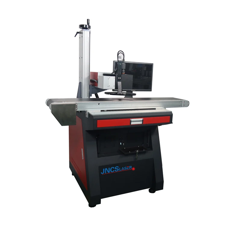 CCD Visual Positioning 50 watt fiber laser marking machine 20w with conveyor belt