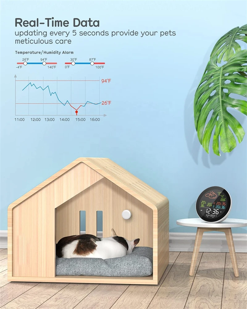 2022 Tuya wifi weather station weather forecast temperature humidity smart weather station smart alarm clock