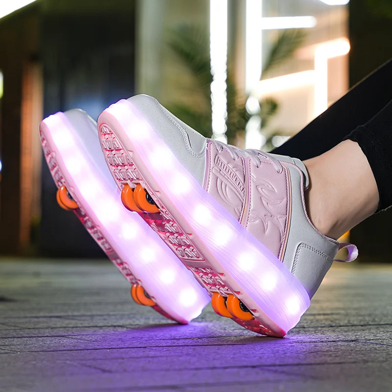 High Quality Usb Rechargeable Led Light Roller Shoes Wheel Skate Sneaker Shoes For Boys Girls Kids