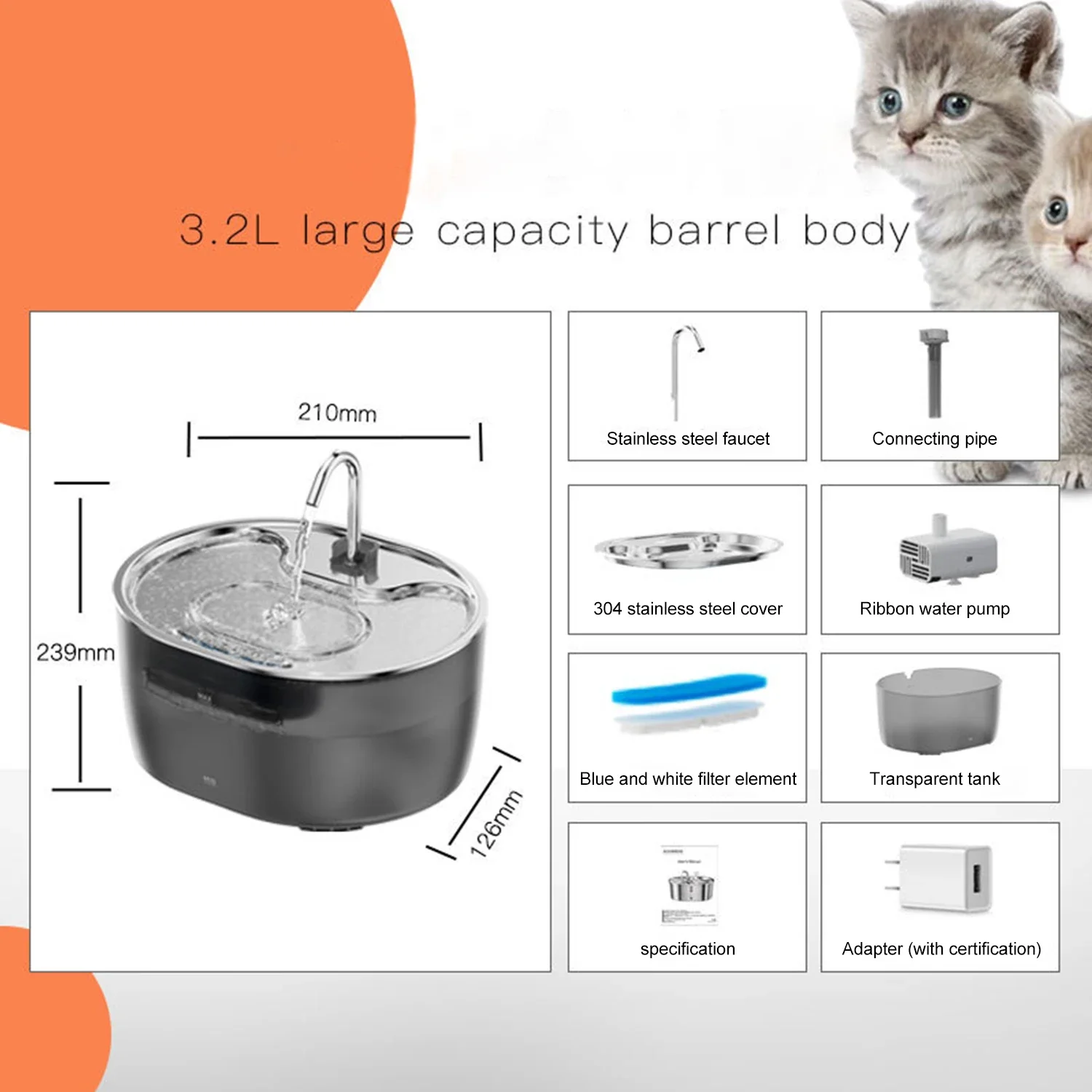 2025 New 3.2L Automatic Cat Water Fountain Matte Pet Drinking Fountain Automatic Dog Pet Water Fountain with Pump