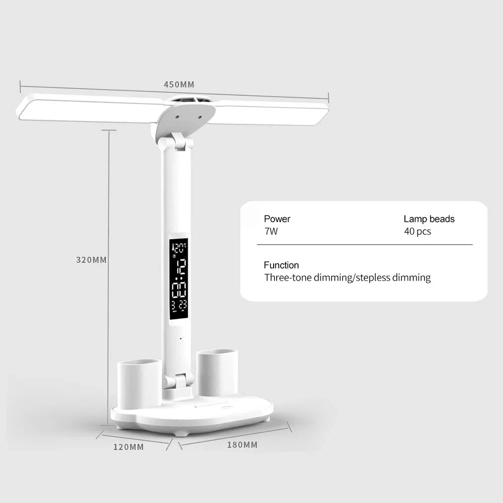 USB Светодиодная лампа для чтения кабинета многофункциональная Настольная с календарем и датой сенсорный ночник держателем ручки