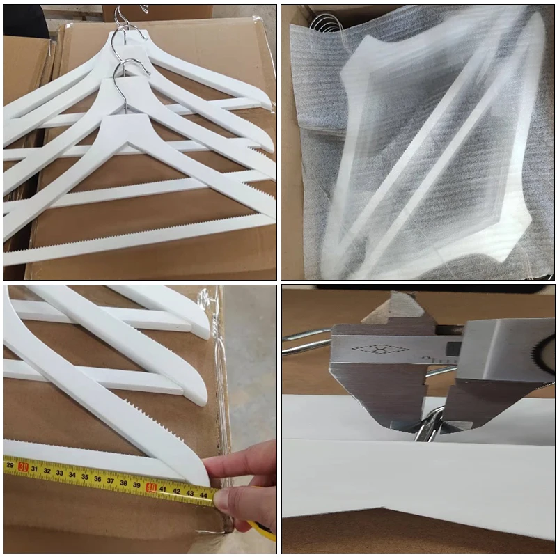 Luxury White Wooden Clothes Hanger Custom Logo Non-Slip Boutique Hanger Clothing Shops