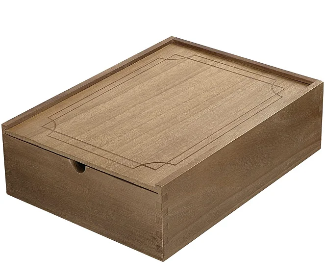 Dilun Customized Memory Keepsake Box -Paulownia Wooden Box  With Sliding Lid  for Jewelry, Trinkets, Letters, Souvenirs, Photos