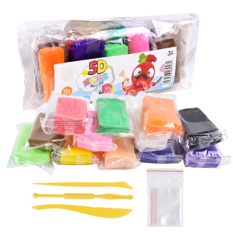 air diy soft clay 12 color bag space light super modeling dry polymer