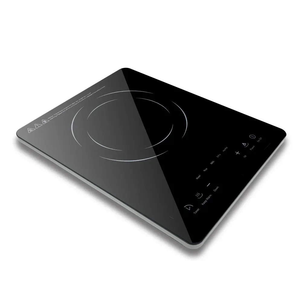Portable High-Power Electric Induction Cooktop for Outdoor Use Stainless Steel Surface with Safety Lock and Auto Shutoff