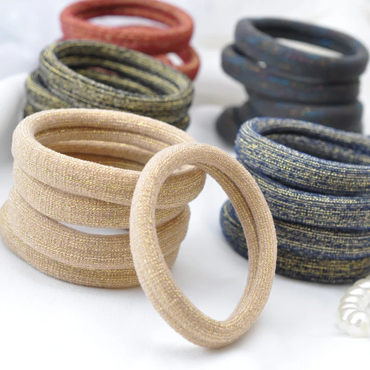 Wholesale Custom Shiny Glitter Knotted Ponytail Holder Yoga Hairband Sports Elastic Hair Ties for Hair Accessories