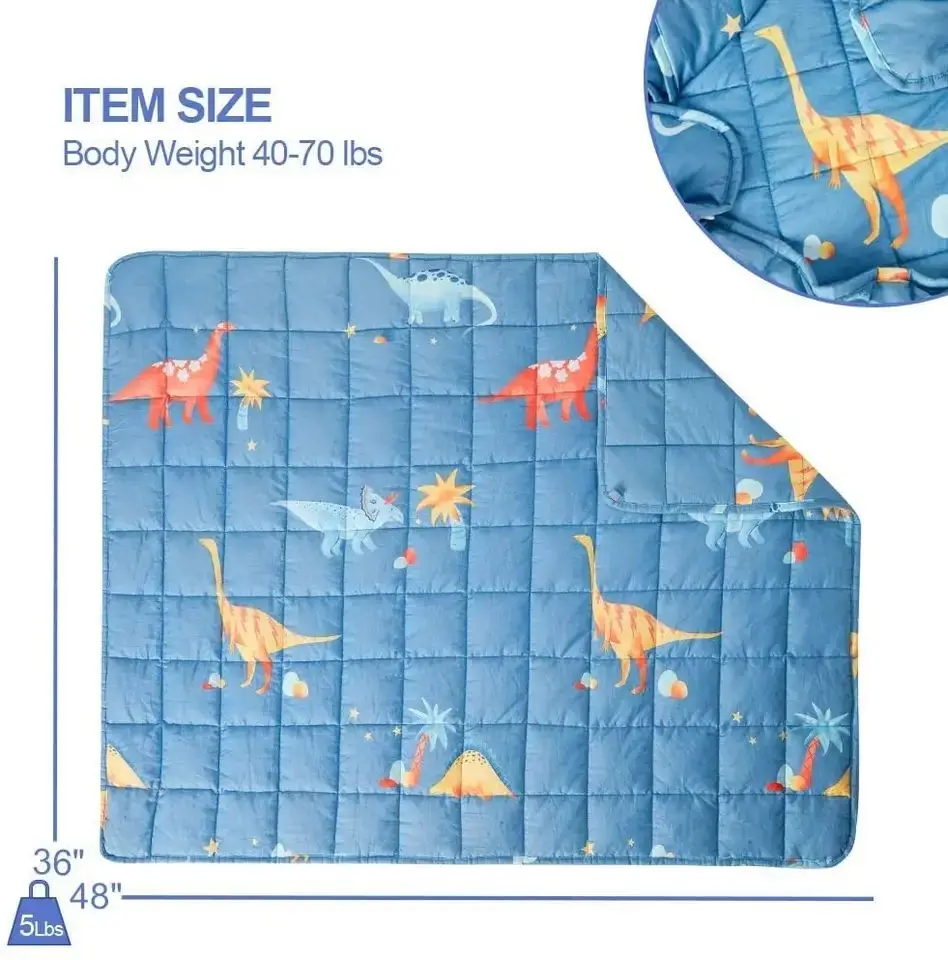 36x48 Inches 100% Cotton Toddler Nontoxic Glass Beads Heavy 5lbs Kids Weighted Blanket