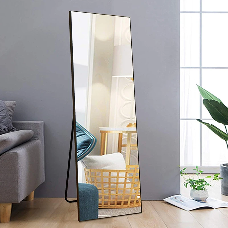China Factory 40X150Cm Large Size Pvc Plastic Frame Mirror/ Dressing Mirror/ Floor Standing Mirror With White Black Frame