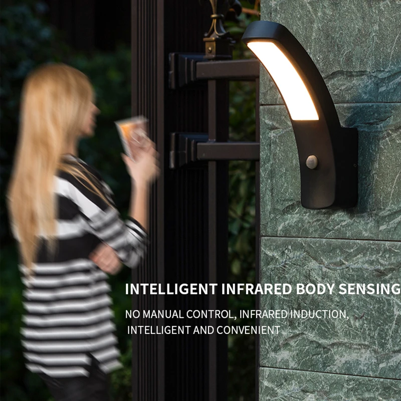 Simple LED lamp waterproof human induction lamp door terrace wall lamp personality