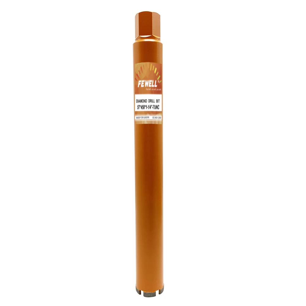 Laser welded sizes 57*1-1/4'-7UNC working length 450mm diamond hole saw Core drill bit for concrete hard rock
