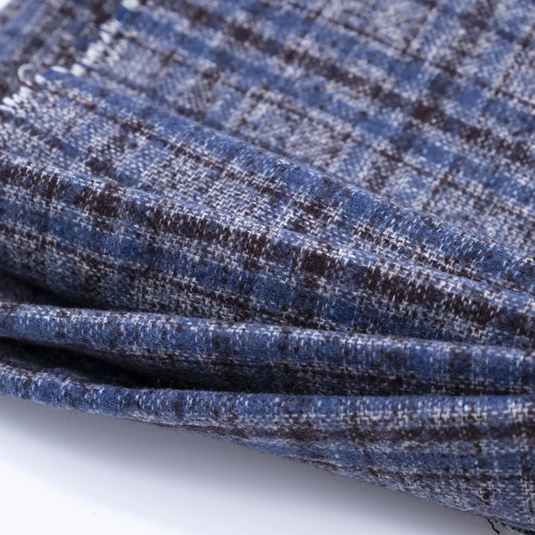 
Wholesale custom circle yarn tweed checked wool polyester blend plaid alpaca wool fabric for jackets 
