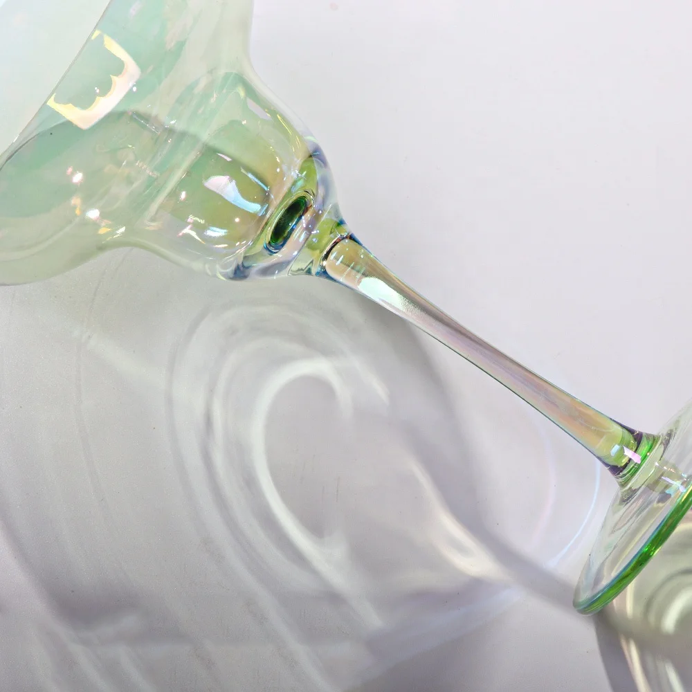 Telsen Spray Color Blue Green Amber Coloful Handblown leadfree barware Martini cocktail glass cup