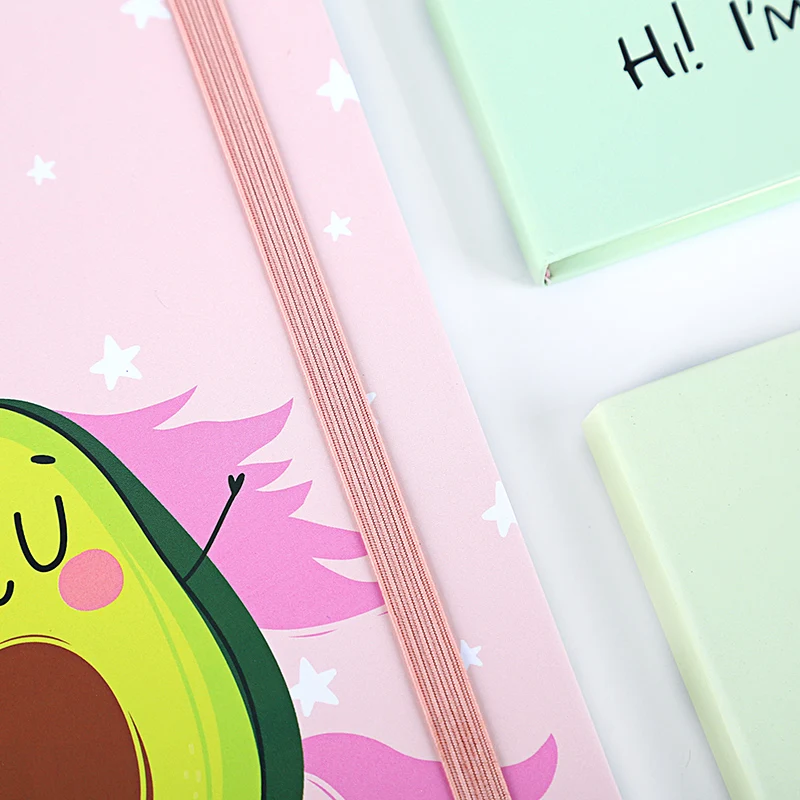 Colorful new popular avocado cute cardboard notebook a5 spring short hand note book for office use