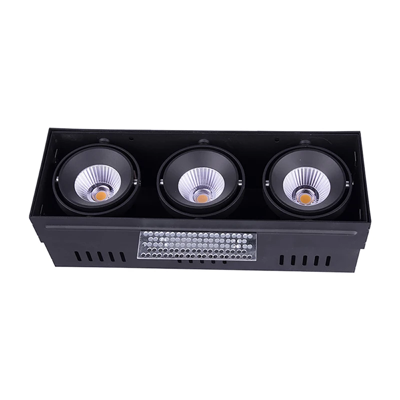  Square LED Grille light 3 Bulb Trimless Ceiling Downlight Angle Adjustable Lamp for Home Mordern Lighting