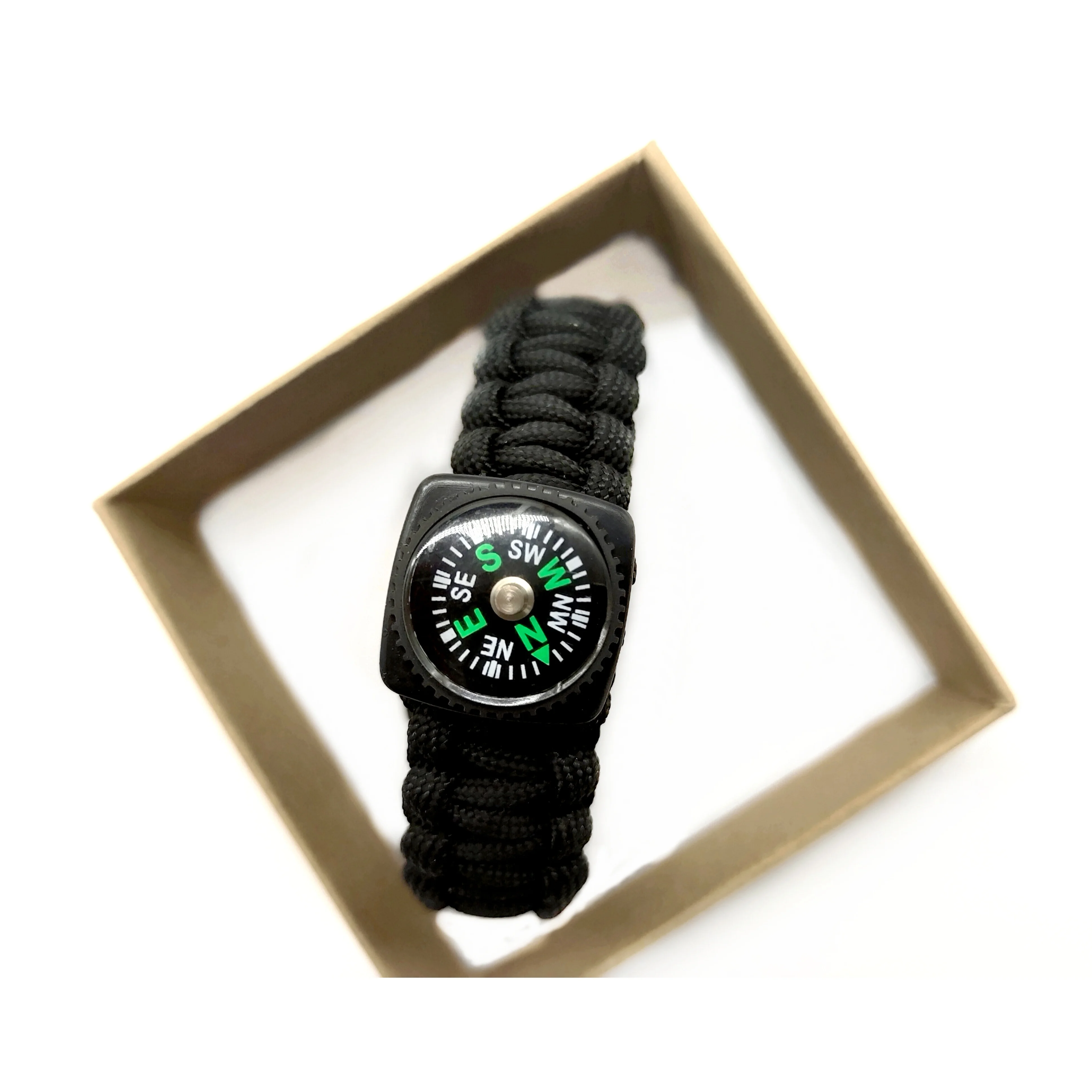 Outdoor multi functional tactical camping emergency paracord survival knitted bracelet with compass flint whistle