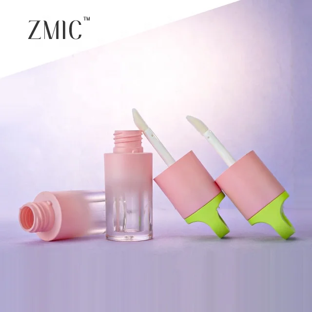 Young girl clear lip oil tube unique empty pink gradient lip tint bottle lip oil tubes 4ml with chain
