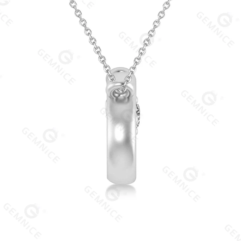 Gemnel Custom Trendy Jewelry Good Price 925 Silver Tennis Racket with Diamond Ball Pendant Necklace