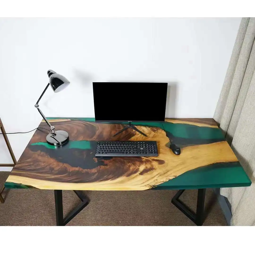 River Coffee Tea Table Top South American Walnut Resin 30x60x1.5inch Office Furniture Modern Contracted and Contemporary