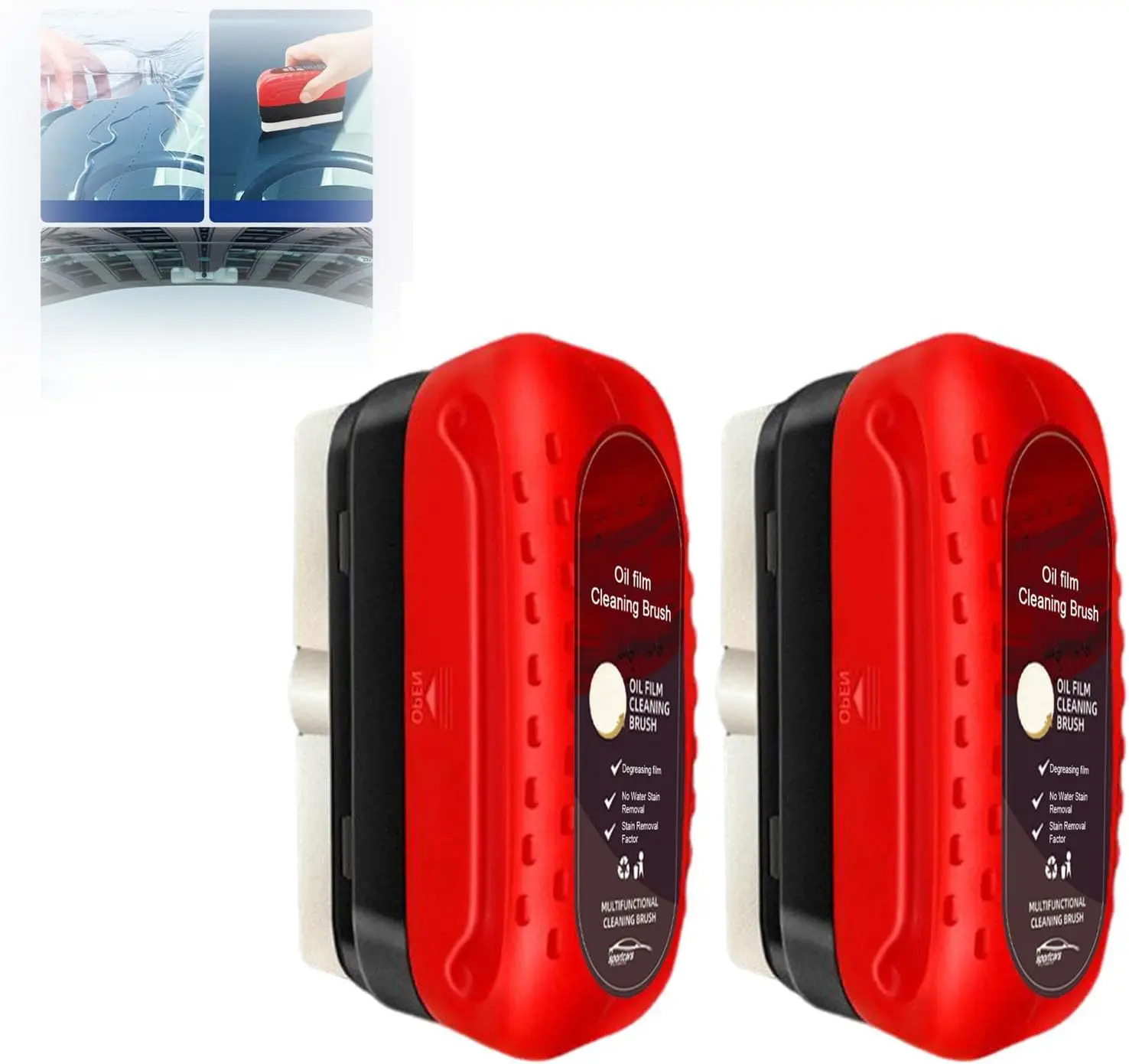 2024 Automotive Oil Film Cleaning Brush Glass Oil Film Cleaner with Reusable Foam Sprayer Oil Film Cleaning Brush