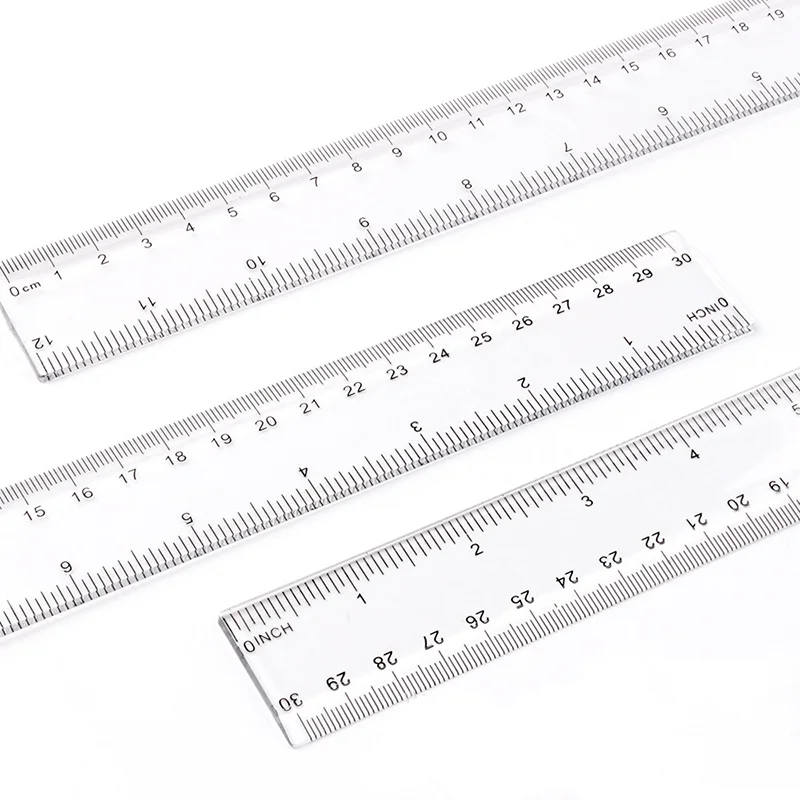 Plastic Scale Ruler 30cm Ruler Actual Size Transparent Clear Custom Logo School Student Teaching Ruler