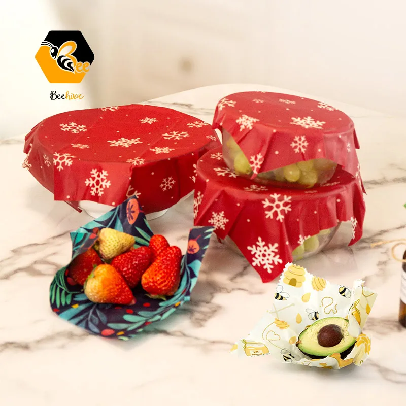 100% Organic Reusable Wax Food Wraps Eco Friendly Sustainable Zero Waste Kitchen Cover For Food To Keep Fresh Beeswax Wrap