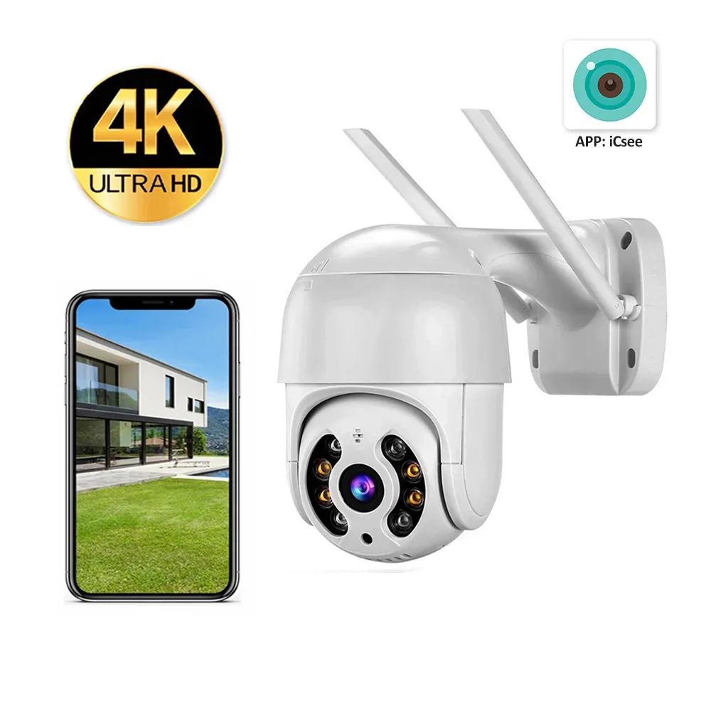 Купольная IP Wi-Fi камера 1080P 3MP 4MP 5MP 8MP 4K открытый беспроводной камеры «рыбий глаз» 8 шт. Led ИК возможностью погружения на глубину до 30 м Полный Цвет видеонаблюдения ICSEE
